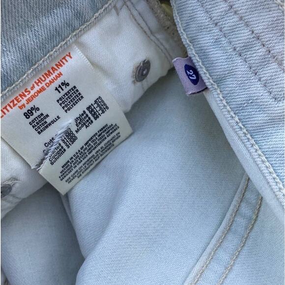 New Citizens of Humanity Light Wash Button Fly Frayed Jean Denim Shorts Size 27 - Picture 6 of 7